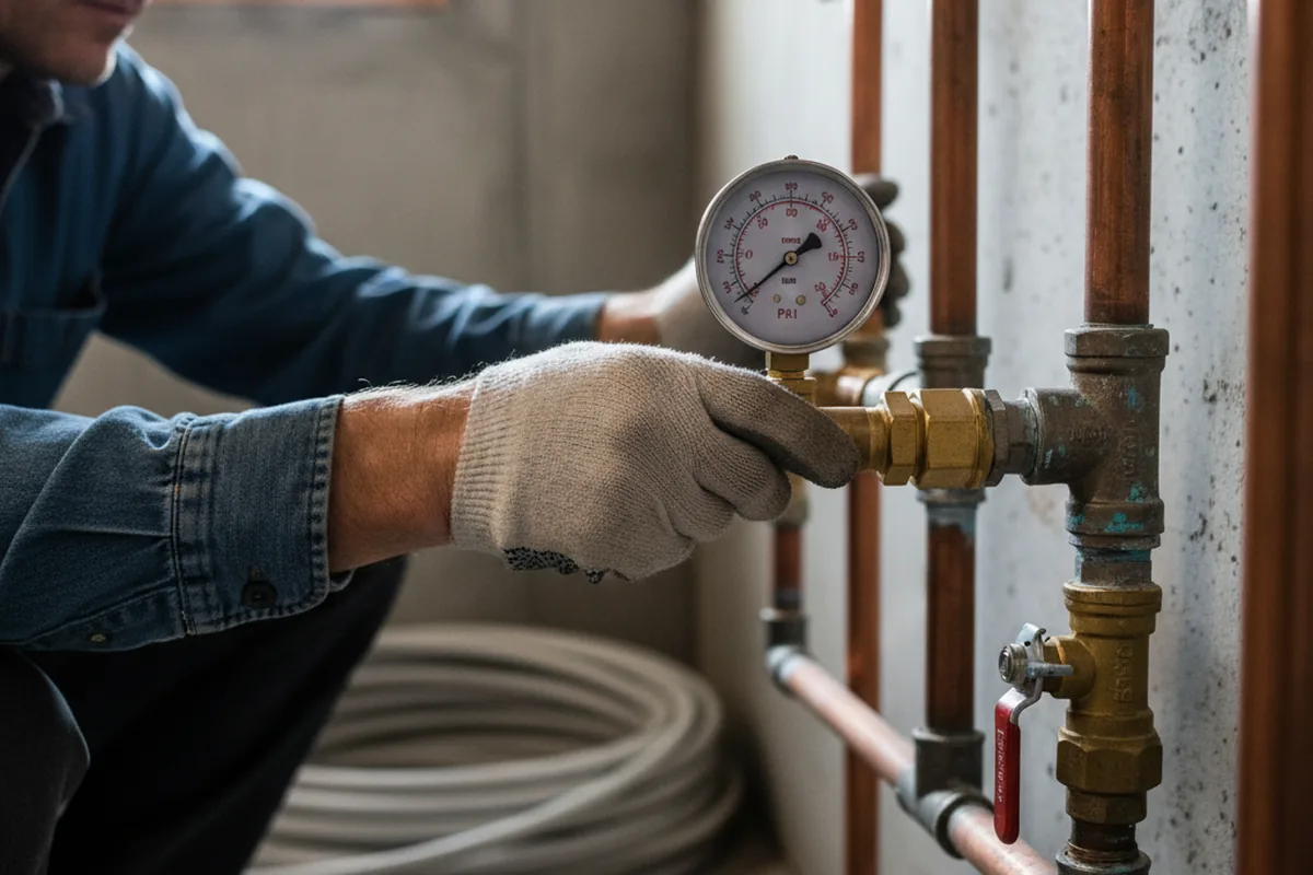 Pressure testing a repaired line during Water Line Repair in Richfield Springs
